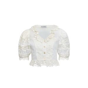 HUNTER BELL - PRIMROSE BLOUSE, 
White Lace Puff Sleeve Top